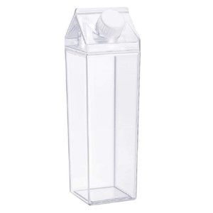 Milk Carton Water Bottle 17oz (500mL) Plastic Clear Square Milk Bottles No BPA